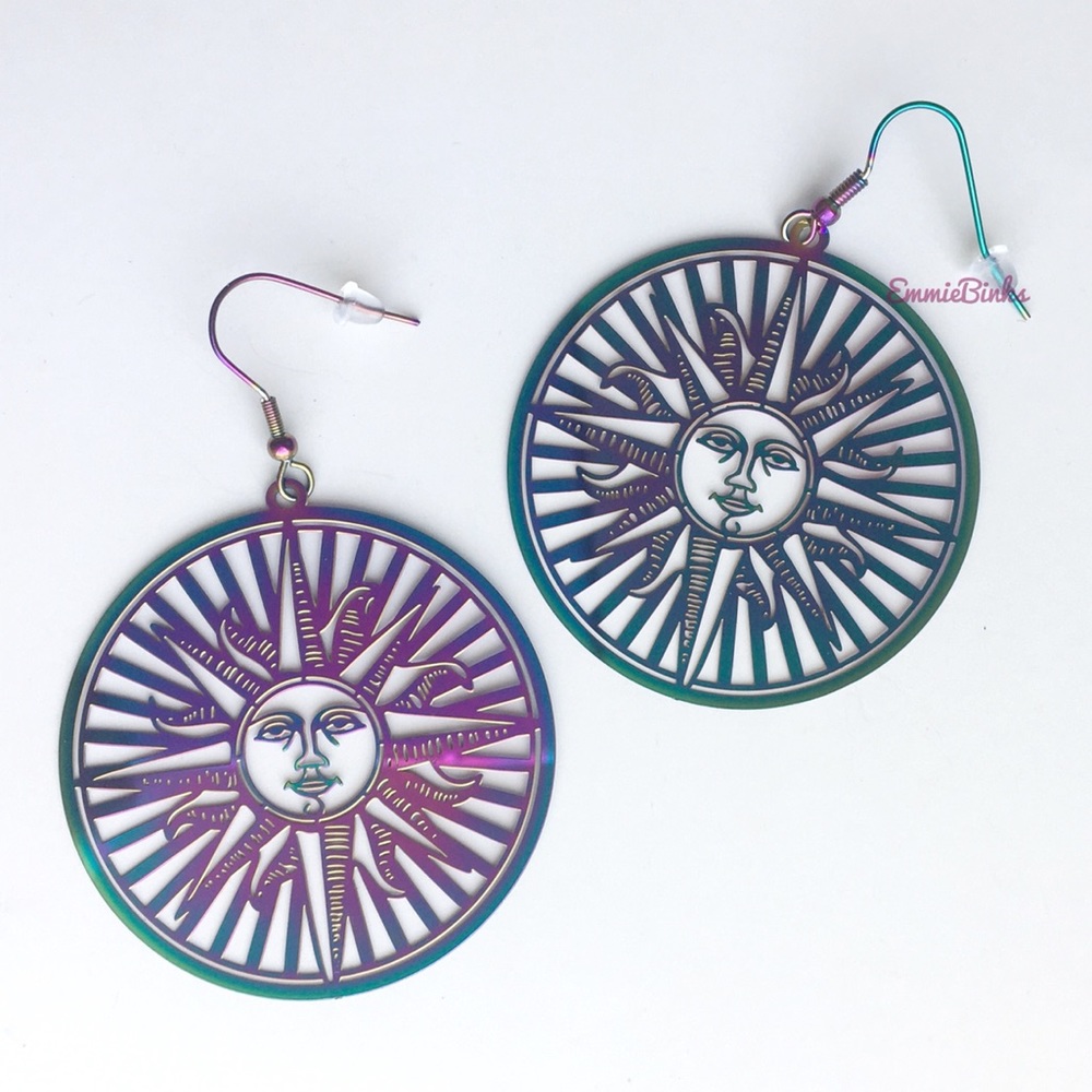 ✨3for$38 New FP Stainless Steel Rainbow Oil Slick Boho Sun Statement Earrings - Picture 9 of 16